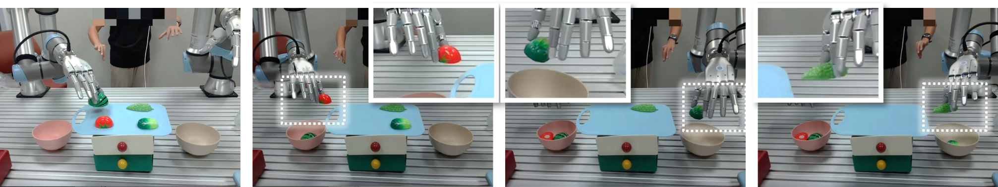 Real-world food sorting task snapshots.