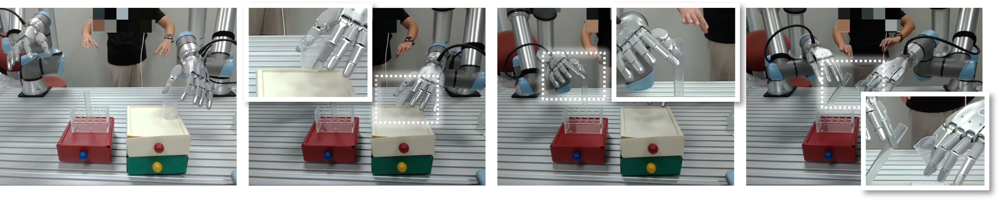 Real-world tube operation task snapshots.